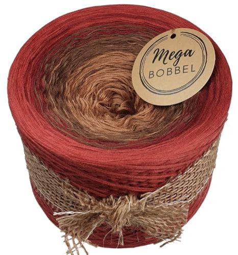 MegaBobbel*Ziegelbraun*A431* (Außenfarbe: Ziegel) Farbverlaufsgarn - Lace Garn Bobbel Wolle zum Häkeln & Stricken - 50% Baumwolle/50% Polyacryl (4 fädig, 2000m)