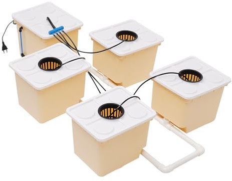 LKHDONG 11L Hydrokultur Grow System, Hydroponisches Anbausystem Kit mit 5 Eimer und Eine Wasserpumpe, Innenbereich Hydroponics Anzucht-System für Blumen, Obst und Gemüse