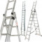 Aluminium Leiter - Maxi 3x11 Sprossen Silber - Ausziehbar Aluleiter Verstellbar Rutchfest Trittleiter - Max. Arbeitshöhe 7,3m von Hardmaister