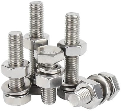 GUIPENG Ensemble de boulons hexagonaux 4 en 1 en Acier Inoxydable 304, vis, écrou, rondelle Plate, rondelle élastique, Joint, Combinaison M3, M4, M5, M6, M8, M10, M12, M14, M16(10mm,M4-(10Pcs))