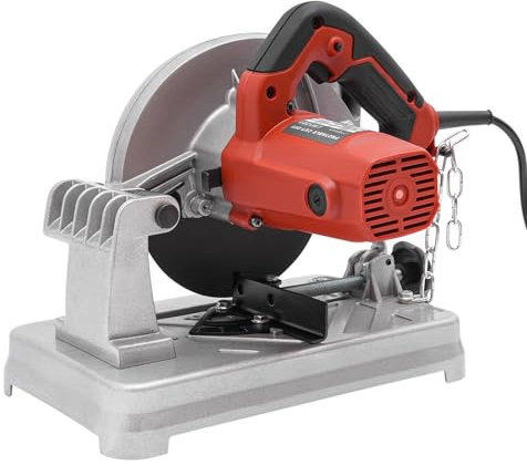 Sierra tronzadora, sierra de inglete, sierra para metales, sierra eléctrica para metal, madera, azulejos, con hoja de sierra de 185 mm, 1200 W, potencia 5200 rpm, ángulo de corte de 0 a 45 grados