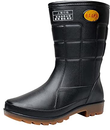 Stivali da tetto con cerniera antiscivolo in PVC nero per adulti stivali di gomma da lavoro all'aperto, Nero , 39 1/3 EU