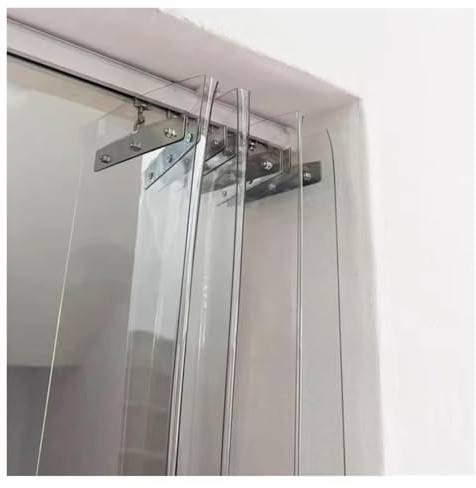 Transparentes PVC-Streifen-Vorhang-Set, 165 x 260 cm, faltbare Schiebetür-Trennwand, einfache Installation, transparenter Kunststoffschirm für Zuhause und Büro, Geräuschreduzierung und Insektenschutz.