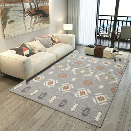 Aspire Homeware Rugs Living room 120 x 170 Anti Slip Geometric Style Trible Pattern Bedroom Rug – Soft Easy to Clean Floor Carpets for Nursery Room Playing mat –Non-Shedding Black Area Rugs(Nova)