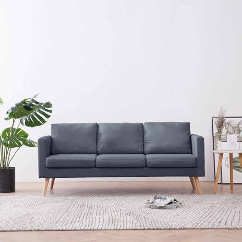 ROMHZKS 3-Sitzer Sofa mit abnehmbaren Bezügen, bequemem Sitzkomfort, strapazierfähigem Stoffbezug und robustem Holzgestell, Sofa-Garnitur für Wohnzimmer, grau