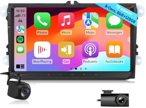 Eonon 9 Zoll Autoradio für Volkswagen SEAT Skoda Polo Golf V/VI Android 13 8+128GB 4G CarPlay Android Auto WiFi GPS Bluetooth DSP EQ MirrorLink Rückfahrkamera + Dashcam