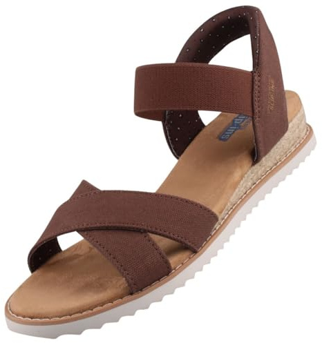 Skechers Damen Desert KISS GOLDEN Lily Sandalen, Chocolate Washed Canvas, 41 EU