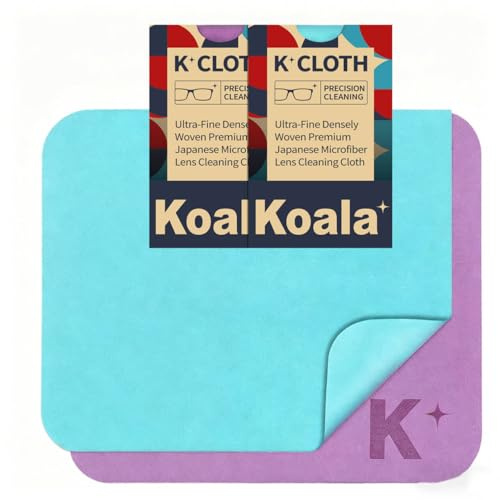 Koala Lens Cleaning Cloth | Glasses Cleaning Cloths | Eyeglass Lens Cleaner | Eyeglasses, Camera,Screen Cleaner | Blue & Purple (Pack of 2)