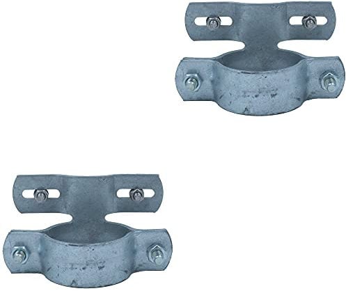 Kleberio® 2 Rohrschellen DN60 (Bohrlochabstand 50-100mm) verzinkt für Rundrohr 60mm Rohrschelle für Schilderbefestigung Rohrhalterung Schellen Set inklusive Befestigungsschrauben für das Schild