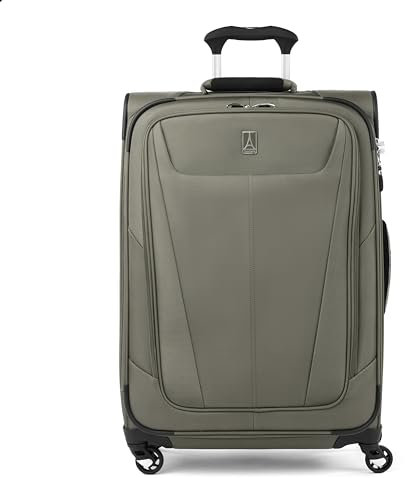 Travelpro Maxlite 5 Softside erweiterbares aufgegebenes Gepäck mit 4 Spinnerrädern, Leichter Koffer, Herren und Damen, Schiefergrün, kariert, mittelgroß, 69x47x30 cm