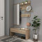 HS-Lighting 4tlg. Garderoben Set Wandgarderobe Holz, Flurgarderobe Kompaktgarderobe Dielenmöbel, mit Spiegel, Schuhbank, 2 Garderobenpanel