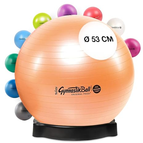 PEZZI Gymnastikball Maxafe Sitzball mit Ballschale | Sitzball mit Burst-Proof-System, belastbar bis 400 kg, für Therapie, Sport und Büro