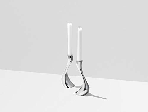Georg Jensen Cobra Candleholder with Candles 2pcs, Stainless Steel, medium