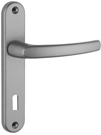 THIRARD - Ensemble de Poignées pour Porte de Chambre Sultane - Aluminium - Pratique - Trou de Clé - Entr'Axes 165 mm - Carré 7 mm - Finition Inox - Gris