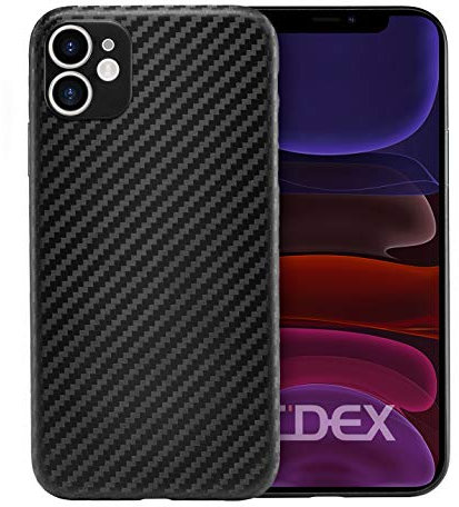 doupi UltraSlim Hülle kompatibel für iPhone 11 (6,1 Zoll), Carbon Fiber Look Ultra Dünn Handyhülle Cover Bumper Schutz Schale Hard Case Taschenschutz Design Schutzhülle, Kohlefaser Optik schwarz