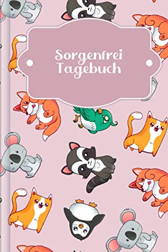 Sorgenfrei Tagebuch: Zum Ausfüllen mit wöchentlicher Challenge für ein glückliches & positives Leben | Motiv: Rosa Tierwelt