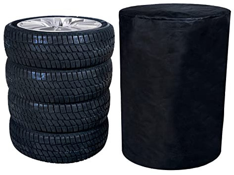 ALPINO Schutzhülle für maximal vier PKW-Reifen und Felgen, strapazierfähig, widerstandsfähig, schützt vor Schmutz und Beschädigungen, 99 cm x 72 cm, 100 % Einlage, Polypropylen-Vliesstoff, schwarz