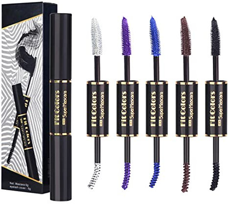 MKNZOME 5 Farbe Mascara Set, 3D Faser Wimperntusche, Wasserfeste langlebige Volumizing Curling Verlängerung, falschem Wimperneffekt für charmante Augen Make-up, Bunte Mascara Geschenk Set für Frauen#2