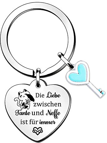 Tante und Neffe Schlüsselanhänger Frauen Muttertag Geburtstag Geschenk Tante Neffe Liebe für immer Andenken Abschluss Liebe Begleiten Schätzen Schlüsselring Erntedankfest Weihnachten Geschenke Herzen