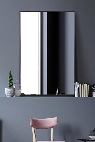 MirrorOutlet The Artus Wandspiegel, Aluminium, 90 x 60 cm, Schwarz