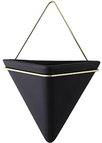 Vase Triangle Wall Hanging Planter Modern Geometric Wall Pot Wanddekoration, Schwarz S Wohnkultur (Color : Nero)