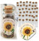 Schokoladenseite 40 Stk Glasflaschen Sonnenblume 190103, kleine Fläschchen mit Korken und Aufkleber für Blumensamen, Gastgeschenk für Hochzeit, Taufe, Geburtstag