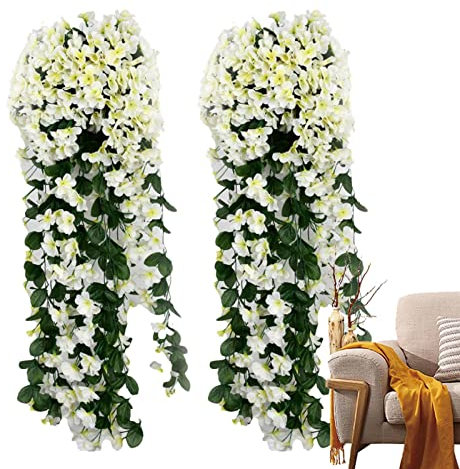 Yusheng Violetas Artificiales - Violetas Falsas para Colgar al Aire Libre,Enredaderas Plantas Artificiales para la decoración del balcón del jardín la Pared la Cerca la Boda