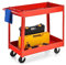 TANGZON 2/3-Tier Rolling Tool Cart, Utility Service Cart with Towel Rack Handle & Wheels, Heavy-duty Steel Mobile Tool Storage Garage Trolley Shelves (2 Tier, 85x41x79cm, Red)
