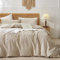 Sedefen Housse de Couette 200 x 200 cm Beige Coton lavé Couleur Unie - Parure de Lit 2 Personnes avec Fermeture Éclair - Aspect ridée Naturel Housse Couette avec 2 Taie d'oreiller 65x65 cm