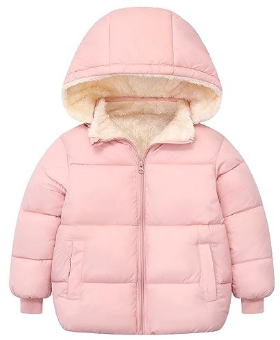 Happy Cherry Cappotto Bambino Giubbotto Invernale Giacca Imbottita Antivento Cappotto con Cappuccio Piumino Taglia 100/2-3 anni-Rosa 1