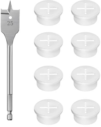 VIDSTW 8 Pezzi Passacavo In Silicone Flessibile Viene Fornito con 1 Punta da Trapan Passacavi Scrivania Passacavi In Gomma Bianca Passacavo da Scrivania per Uffcio e Casa 25mm