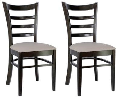 pemora 2-er Set Holzstuhl Oxford mit gepolstertem Sitz (Taupe)