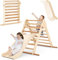 Climbing Frame for Toddlers, 3 in 1 Foldable Wooden Indoor Climbing Pikler Montessori Set with with Ramp Slide, Baby Playground Jungle Gym Climber Toys for Kids (Natural)