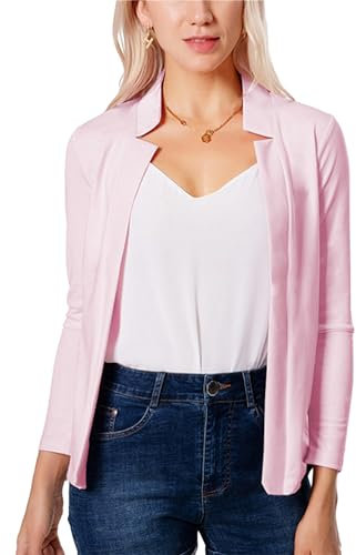 YMING Femmes Veste Blazer Manches Longues Cardigan Ample Léger Cardigan Elégante Rose Clair XL