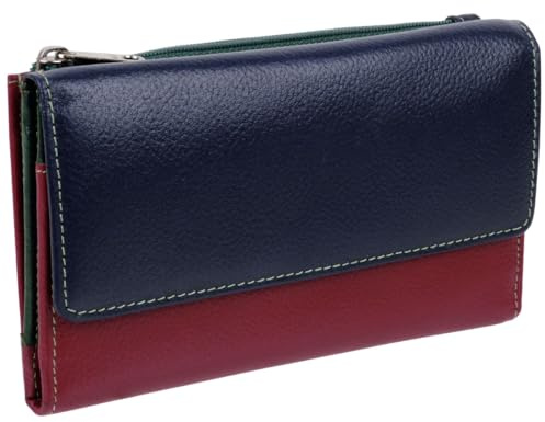 Golunski Leather Ladies Tri-Fold Purse/Wallet - Navy Multi