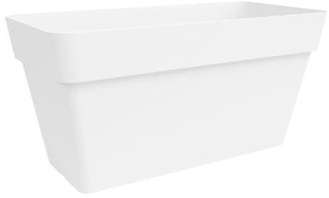 Vaso Cassetta Fioriera Balconiera in plastica per interni ed esterni (Bianco, 39x78x38H cm)