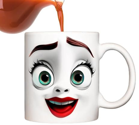 Wectirc Face Coffee Mugs, Creative 3D Face Ceramic Cup, Prank Cup, Creative Ceramic Mugs Decor for Child, Women, Men, Girls Friends