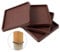 PEOVLVN 4 Pack Furniture Coasters, 3.5inch Square Furniture Pads for Hardwood Floors Non Slip Furniture Floor Protectors for Bed Couch Chair Leg Stoppers Rubber Furniture Cups (Brown)
