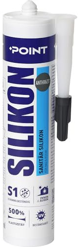 Silikon Bad Dichtmasse POINT Professionelles Silikon 300 ml. Anthrazit Wasserdichtes Sanitärsilikon