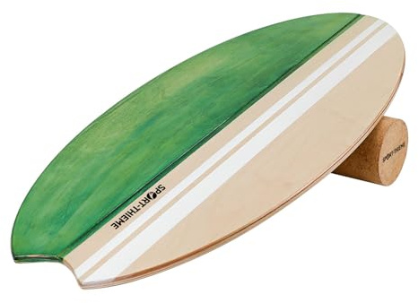 Sport-Thieme Balance-Board | Kork Surfer Birkenbrett | Koordination, Kondition, Gleichgewicht | Aktivierung der Synapsen | Handgezeichnet & bemalt | Belastbar bis 150 kg | Höhe 1,5 cm