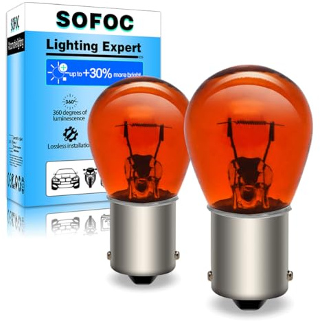 SOFOC P21W 24V 21W BA15S 1156 Amber Gelb Blinker Seitenleuchte 180°-Stift Einfachkontakt/Strahl Bajonettsockel S25 Birne 2Stk