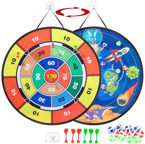 Playtastic Gartenspielzeug: XXL Doppelseitige Dartscheibe für Kinder zum hängen, faltbar, Ø 72 cm (Kinder-Dart-Spiele, Sport-Dart-Spiele, Haken)