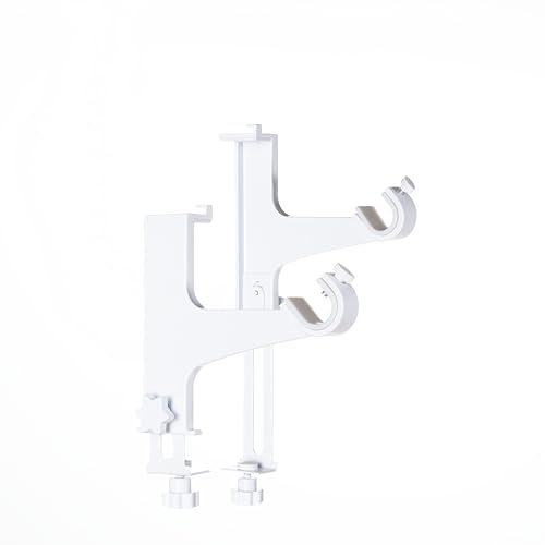 PurLing Lot de 2 supports pour tringle à rideaux sans perçage - Fixation Réglables sur coffre de volet roulant de 14 à 24 cm - Tringles à rideaux Ø20-28mm - Marque française - en Métal (Blanc)