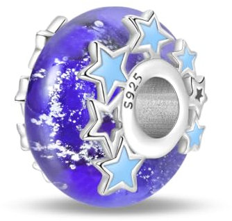 Pandach Dije de plata de ley 925 con cristal de Murano con Pandora Europeo Pulsera Collar,Charms de Para Niña Mujer