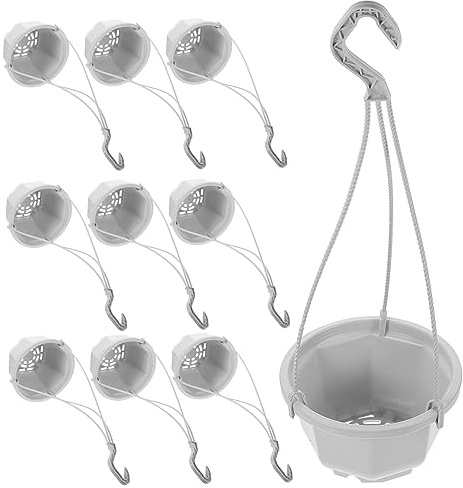 YARNOW 10 Stück Weiße Hängetöpfe aus Kunststoff mit Haken Hängepflanzgefäße für Zimmerpflanzen und Garten Platzsparendes Design für Innenbereich und Balkon