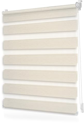 Lichtblick Duo Rollo ohne Bohren Blickdicht Natur 90 cm x 130 cm (B x L) | Duo Rollo, Rollos für Fenster ohne Bohren, Montage ohne Bohren, Mit Lichtfilter, Klemm-Montage, Sonnenschutz, Klemmbar