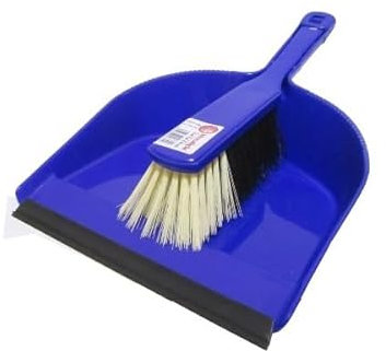 Dustpan and Brush Set with Rubber Edge Blue