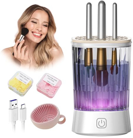 IUHFSIFS Neu B Upgrade Pinselreiniger Make Up【9000RPM Ultra-Power Motor 4.0】【Für Perfekte Reinigung Make-Up-Pinsel】Elektrisch Make Up Brush Cleaner, Sternenlichtweiß