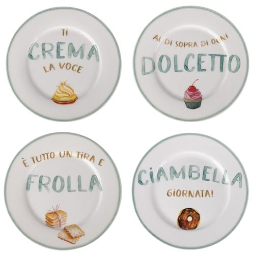Set 4 Piatto dessert 19 cm in porcellana new bone China, Le Travisate