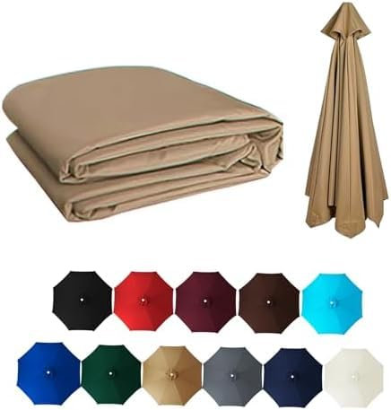 YZTTCD Fundas de Repuesto Para Sombrilla, Tela de Repuesto Para Sombrilla, Resistente A La Decoloración, Protección Uv, Ideal Para Terraza, Piscina Y Playa, Color Caqui, 6 Varillas: 2 M/6,5 Pies